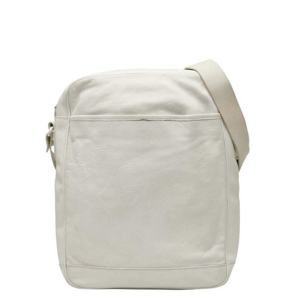 Balenciaga Reporter Leather Shoulder Bag White